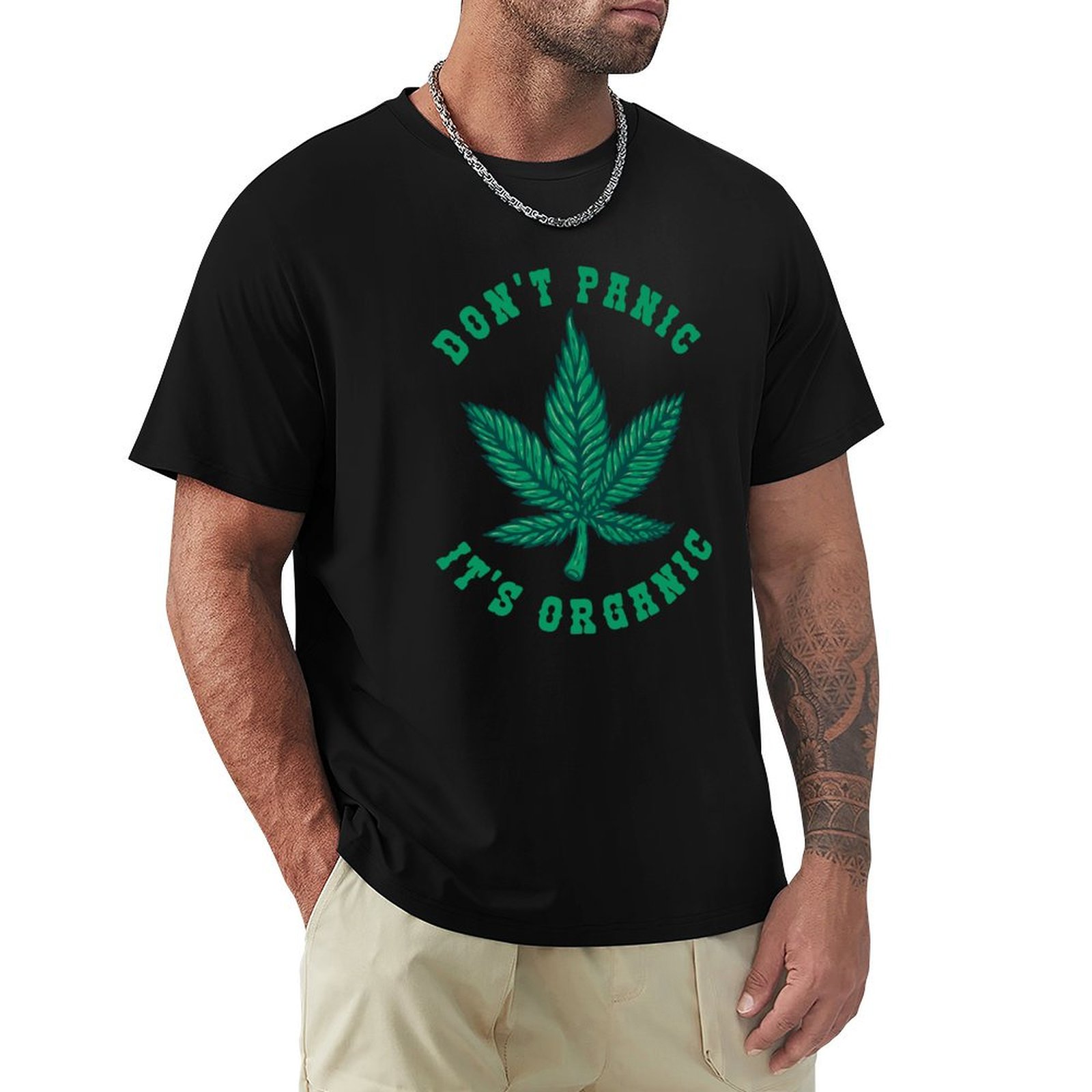 Cotton Wick Organic - パニックにならないでください、オーガニックTシャツスポーツベーシック吸湿発散性Tシャツです。